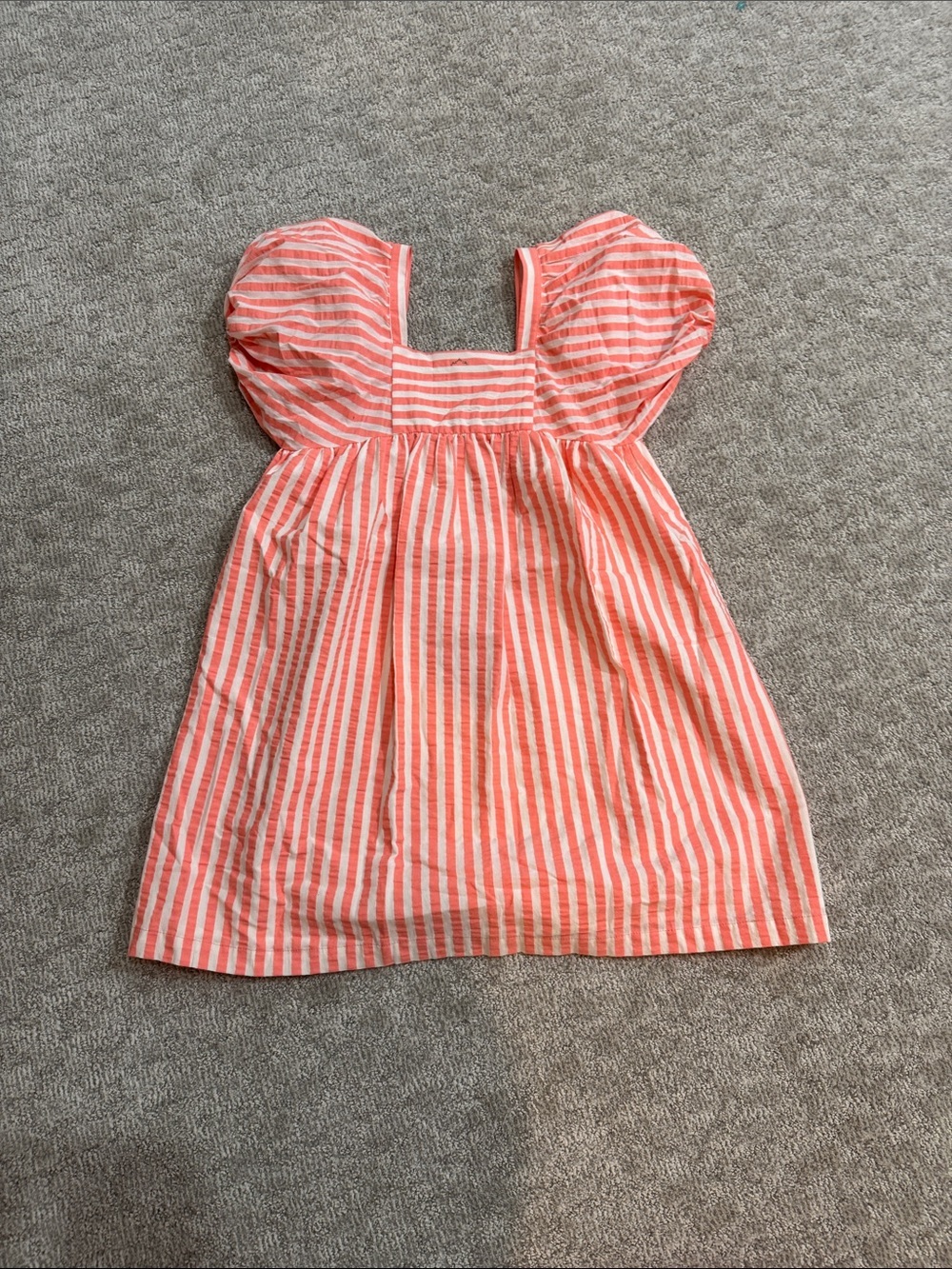 Striped Pink Puff Sleeve Girls' Summer Dress